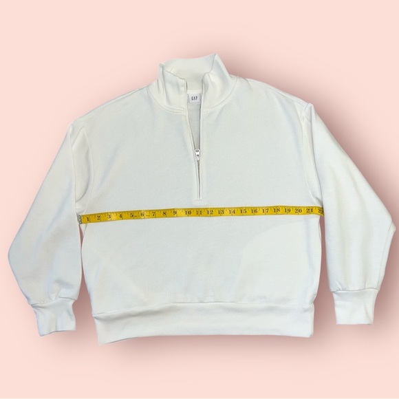 Gap Factory 1/2 Zip Mock Neck Fleece Pullover In White Size Medium - Picture 4 of 7